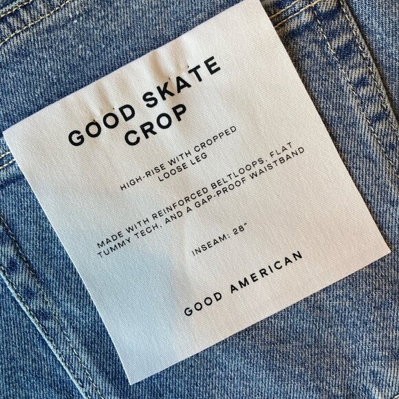 Good American Good Skate Crop High Rise Wide Leg Jeans 12 Indigo NWT - Picture 11 of 11